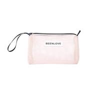 Transparent Mesh Cosmetic Travel Bag, Ideal for Beach Trips, Portable Makeup Wash Storage Pouch & Stationery Case