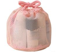 Transparent Mesh Drawstring Bag Travel Toiletry Organizer Clear Breathable Polyester Lightweight Pouch Multi-Compartment Storage Assorted Sizes for(B)