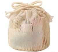Transparent Mesh Drawstring Bag Travel Toiletry Organizer Clear Breathable Polyester Lightweight Pouch Multi-Compartment Storage Assorted Sizes for(A)