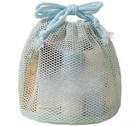 Transparent Mesh Drawstring Bag Travel Toiletry Organizer Clear Breathable Polyester Lightweight Pouch Multi-Compartment Storage Assorted Sizes for(F)