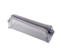 Transparent Mesh Pencil Case Large Capacity Nylon Pen Bag Portable Storage Organizer for Stationery Makeup Coins 18cm Black(grey)