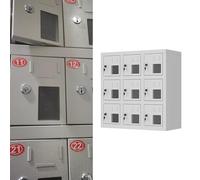 Transparent Metal Cell Phone Locker with 30Grid Storage & Independent KeysSecure Lock Box for Employee Devices Police Stations Troops - 9Grid Durable & Portable Design