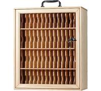 Transparent Mobile Phone Storage Cabinet 60 Bit Safe Deposit Box for Schools Factories & Exams Secure Wooden Locker with Numbered Lock for Work