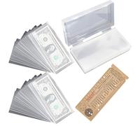 Transparent Money Envelopes - Currency Holder Set, Waterproof Note Protective Pockets | 100 Pcs Money Display Storage Bags with Collection Box for Stamps, Money Collection, Money Organization