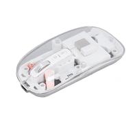 Transparent Mouse Silent, Wireless Mouse with BT1 BT2 2.4GHz Mode Connection, Adjustable DPI Rechargeable Silent Computer Mice for Home Office (White)