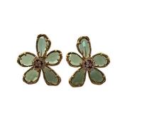 Transparent multi-section three-dimensional petal crystal temperament earrings, M, Metal, No Gemstone