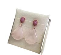 Transparent multi-section three-dimensional petal crystal temperament earrings, M, Metal, No Gemstone