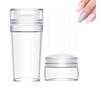 Transparent Nail Stamper, French Nail Stamp, Nail Salon Stamp, Elastic Silicone Clear Nail Stamp Kit, Nail Art Stamper Kit with Scraper, Professional Nail Sealing Stamp