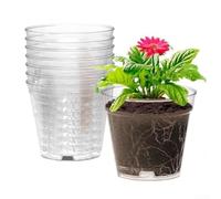 Transparent Nursery Pots for Gardening Projects, Set of 8 with Drainage Features (Diameter (4inch))