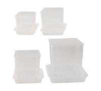 Transparent Nursery Pots Set Lightweight Sturdy(With tray)