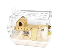 Transparent Observation Pet Cage - Hamster Clear Cage | Breathable Gerbils Accommodation with House |Hamster Cage with Stairs and Hut|Pet Home Accessories for Gerbil Mice and Golden Bear Hamster