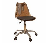 Transparent Office ChairHeightAdjustable Armless Swivel Chair with Soft PU Leather Cush Rolling Wheels Ideal for Home Office Bedroom Makeup Area (Black Steel Legs)