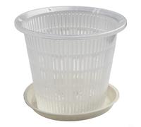 Transparent orchid flower pot, plastic material, suitable for different orchids (14cm)
