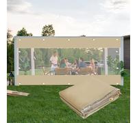 Transparent Outdoor Canopy Curtains, Durable PVC Weatherproof Panels for Pergola, Patio, Portico, Gazebo - Beige Waterproof Tarpaulin Side Panels (Size: 4ft)