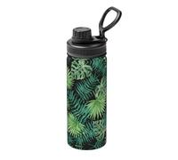 Transparent Palm Leaf Pattern Printing Print Sports Insulated Kettle 18oz Stainless Steel Kettle, for Travel, Sports, Fitness