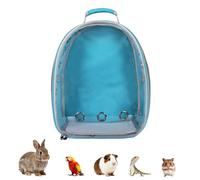 Transparent Parrot Backpack,12 Holes Ventilate Space Capsule Carrier,Stick Wooden Standing Perch,Portable Double Shoulder Outdoor Pet Backpack Carrier for Birds and Pets (Light Blue,Without stick)