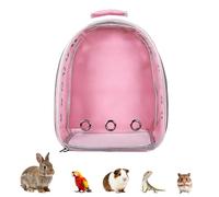 Transparent Parrot Backpack,12 Holes Ventilate Space Capsule Carrier,Stick Wooden Standing Perch,Portable Double Shoulder Outdoor Pet Backpack Carrier for Birds and Pets (Pink,Without stick)