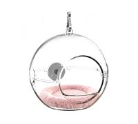 Transparent Parrot Pet House Hanging Bird Cage, 360° Panoramic View Food-Grade PC Aviary with Detachable Plush Pad, Anti-Bite Bird Nest for Small Parrots, Budgies, Lovebirds (B)