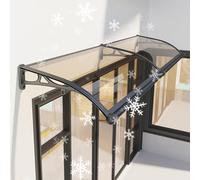 Transparent Patio Awning with Polycarbonate Cover Waterproof & Snowproof Durable Aluminum Bracket 100 x 16 cm Outdoor Door Canopy