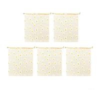 Transparent PE Shoe Storage Bags 13.7x11.8in Travel Organizer | Charming for daisy print, waterproof PE material, dustproof protection, secure drawstring, 5-pack set