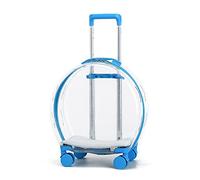 Transparent Pet Carrier Bag, Waterproof with Wheels, Ideal for Small to Medium Pets, Rabbits, Large Cats, and Puppies - Travel-Friendly Pet Luggage (Color: Blue)