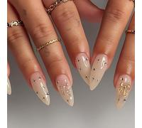 Transparent Pink Almond False Nails with Silver Rhinestones & Star Patterns - 24 Pre-shaped Glossy Glamour Press-on Nails Kit Featuring Elegant 3D Bow Designs for Parties & Special Events
