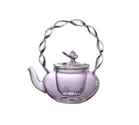 Transparent Pink Glass Teapot with Butterfly 700ml/23oz