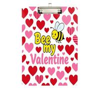 Transparent Plastic clipboard Humorous Bee My Valentine Lovers Pink Waterproof for Police Office Nurse Football Coaches Size 9 x 12.5 Tabla para escribir