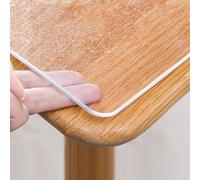 Transparent Plastic Table Cover Protector4mm Thick PVC Desk Mat Pad Waterproof Tablecloth for Dining Room & Office Frosted Design 31.5 x 31.5 Inch for Wooden Surfaces