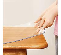 Transparent Plastic Tablecloth 1.2mm 60° Beveled Edge Rectangular Table Protector Waterproof PVC for Office Desk Glass Table Cover (130x130cm 51x51inch)