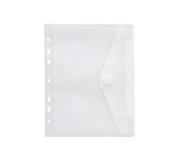 Transparent Plastic Wallets A5, Velcro Closure, Punched Filing Strip, Polypropylene Plastic, Clear (Pack of 10)