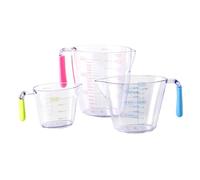 Transparent Plastric Measuring Cups 3pc Set, Angled Grip Handles, Heat-Resistant, Easy to Read Measurement 200ML 400ML 900ML,Home Professional Kitchen Cooking (Set of 3 pcs Cups), Pack of (2)