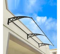 Transparent Polycarbonate Door Canopy UV Rain Snow Protection 80x400cm Pultvordach for Front Door Impact-Resistant Haustürvordach2.5mm Thick Outdoor Awning