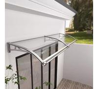 Transparent Polycarbonate Door Canopy, Weather Protection Awning, Silent Rain Cover, Curved Roof, Aluminum Bracket, Outdoor Patio Shelter, Various Sizes, Gray, 60 x 270 cm