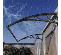 Transparent Polycarbonate Front Door Canopy UV Protection 99% Aluminum Frame 4 Colors Available Modern Design 150x40cm (59"x16") Black Durable Outdoor Awning