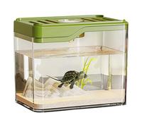 Transparent PP PC Desktop Aquarium 12 x 8 x 10 cm | Aquarium with LED Lighting Designed for or Turtles with Top Air Hole | Home and Office Decoration