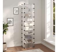Transparent PP & Steel Shoe Rack 44x32x174cm Space-Saving Storage Organizer Set