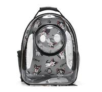 Transparent Printed Cat Bag Pet Outing Bag Portable Breathable Dog Backpack Handbag Suitable for Outdoor Travel (Kitten Blue)