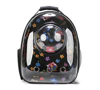 Transparent Printed Cat Bag Pet Outing Bag Portable Breathable Dog Backpack Handbag Suitable for Outdoor Travel (Owl Pink)