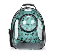 Transparent Printed Cat Bag Pet Outing Bag Portable Breathable Dog Backpack Handbag Suitable for Outdoor Travel (Kitten Grey)