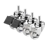 Transparent PU Swivel Casters Set of 4 1.5 Inch Furniture Wheels with Brakes M8/M10 Threaded Stem 25kg Load Capacity per Caster (2 Braked + 2 Swivel M10*15mm)