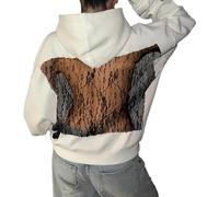 transparent pullover Backless Mesh Hoodie Women See Through Back Mesh Long Sleeve Tops Breathable Back Hollow Out Hooded Pullover With Pocket Oversized net hoodies for women fishnet hoodie woman c