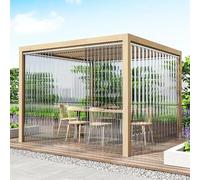 Transparent PVC Curtain with Telescoping Pole, Porch Rain Blocker | Clear Plastic Waterproof Divider Curtain with Metal Grommets for Gazebo, Porch, Patio, Garden(55″Wx94″H)