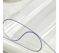 Transparent PVC Desk Table Cover Protector Mat, Rectangular Plastic Tablecloth Mat for Bedroom Office Dining Room, Non-Slip and Washable (120x50cm)