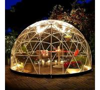 Transparent PVC Dome Greenhouse for Outdoor Gardening and Parties - Weatherproof Bubble Tent with Built-in Light Strings