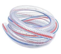 Transparent PVC Steel Wire Helix Tubing Flexible,High Pressure Vinyl Hose Inner Diameter 32MM Clear 1M Length with 2 Clamps Forlow-Pressure(Wall Thickness 2.5mm)
