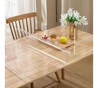 Transparent PVC Tablecloth Protector, Waterproof Rectangle Table Cover, 1mm Thick Dining Table Protector for 100 x 190 cm Tables, and Easy to Clean.