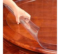 Transparent PVC Tablecloth, Waterproof C Plastic Cover for Indoor Dining Table, 1mm Thick, Fits 60-155cm Diameter (61 Inches), Protect for Fur