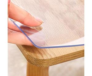 Transparent PVC Tablecloth Waterproof Heat-Resistant Desk Protector Clear Vinyl Cover for Dining Tables Anti-Soil and Easy to Clean Ideal for Home & Events
