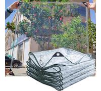 Transparent PVC Tarpaulin 600g/m² Glass Clear Tarpaulin 0.5mm UV Resistant Tear Proof Tarpaulin Foldable Plastic Tarp Sheet Cover Home Garden Outdoor Balcony Rain Curtain (2.5x3.5m/8.2x11.5ft)